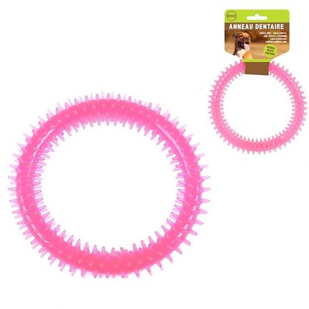 Jucărie dentară pentru câini, formă de inel, Dogi, 16 cm, roz