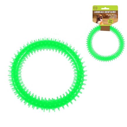 Jucărie dentară pentru câini, formă de inel, Dogi, 16 cm, verde