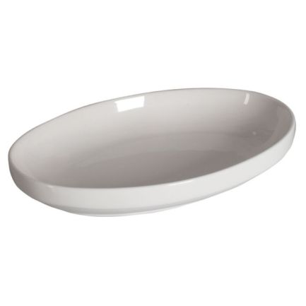 Platou oval pentru servire, porțelan, 26.5x17.5 cm, alb
