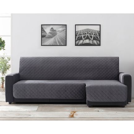 Husă canapea colțar de dreapta, din catifea,  EasyCover Velvet, 240cm, gri