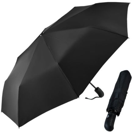 Umbrelă de ploaie pliabilă, automată, neagră
