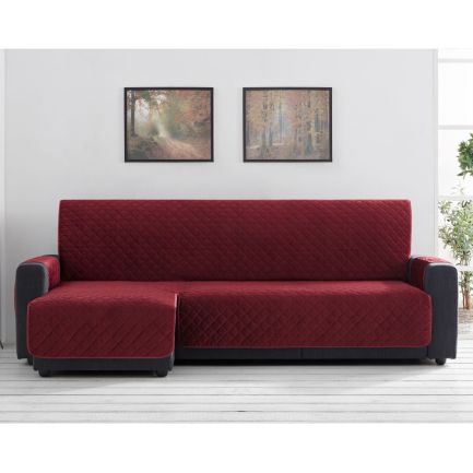 Husă canapea colțar de stânga, din catifea, EasyCover Velvet, 280cm, roșie