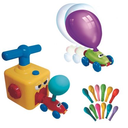 Jucărie interactivă: set 2 mașinuțe cu pompă pentru umflat baloane, Power Balloon