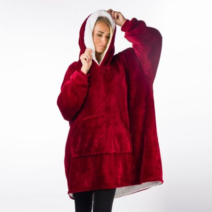 Pătură cu mâneci, tip hanorac, HomeVero Comfort Blanket, mărime universală, roșie