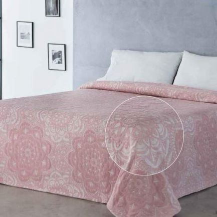 Cuvertură matlasată model floral, EasyComfort, 200x260cm, roz