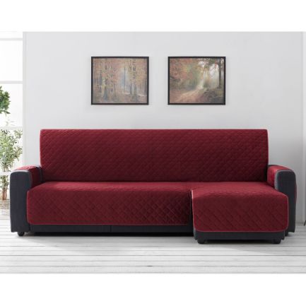 Husă canapea colțar de dreapta, din catifea, EasyCover Velvet, 200cm, roșie
