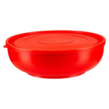 Caserolă rotundă cu capac, din plastic, 1.6 L, roșie
